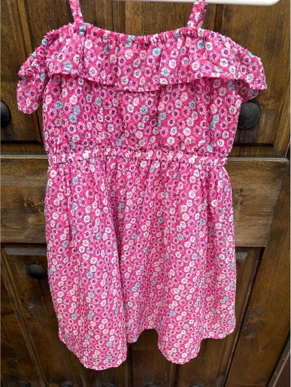 Gymboree Girls' 5T Pink Floral Off-Shoulder Dress